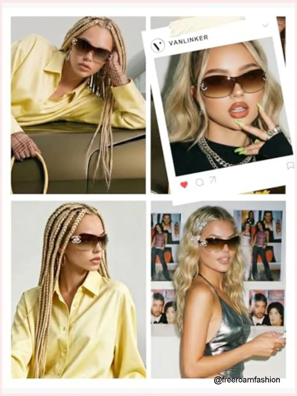 Y2K Oversized Wrap Around Sunglasses UV400 Shield Frameless Shades for Women Men